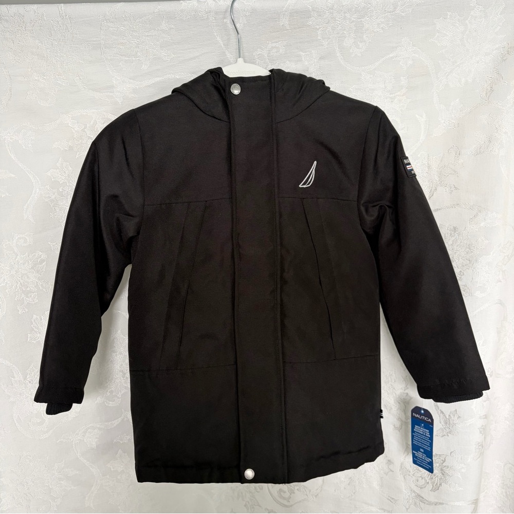 Nautica Kids Black Hooded Raincoat